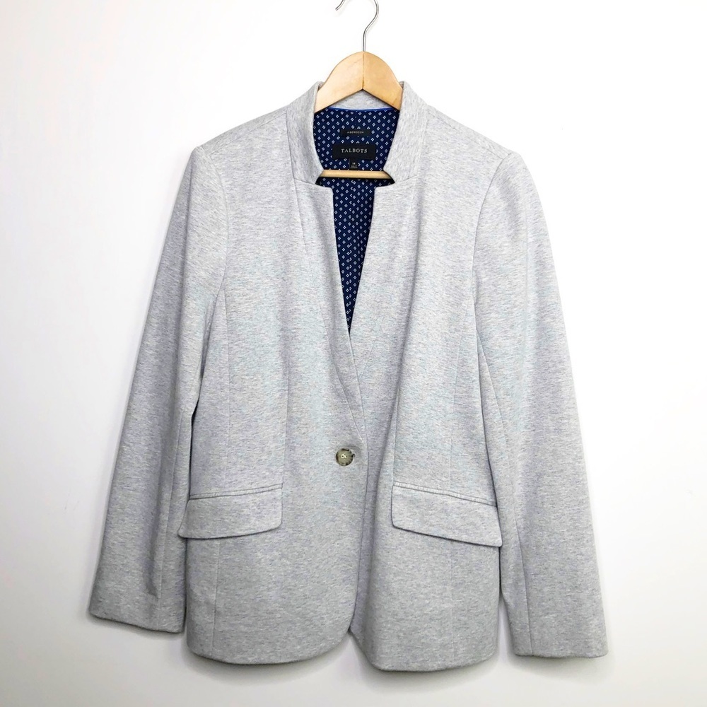 TALBOTS grey Aberdeen inverted collar blazer